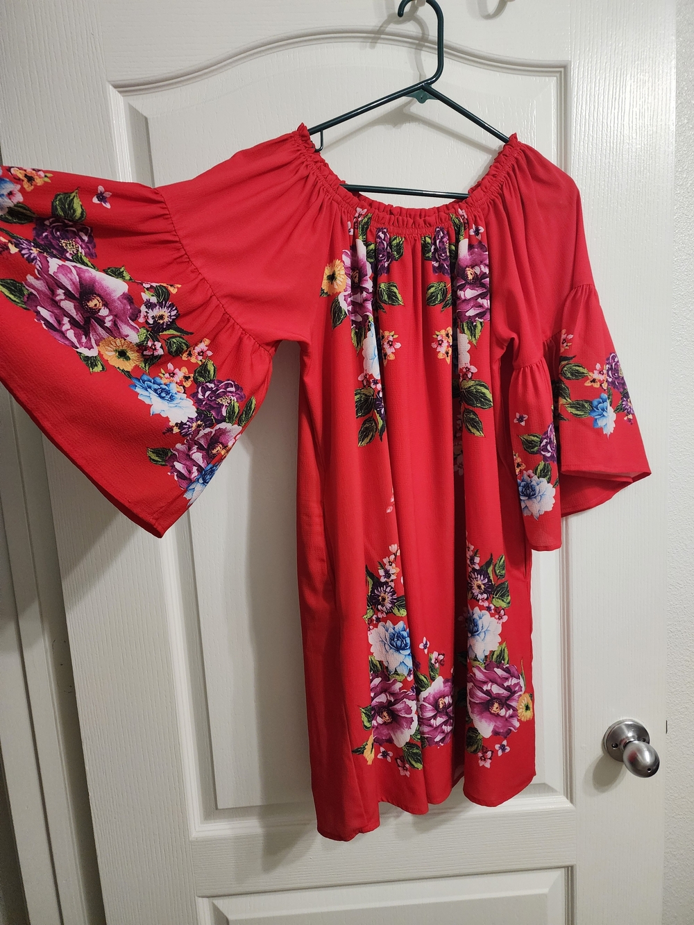 Umgee Red Floral Off-Shoulder Mini Dress